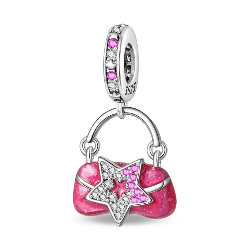 925 Sterling Silver Princess Powder Series Exquisite Daily Bow Sweet Charms Beads Fit Pan Original Bracelets DIY Jewelry