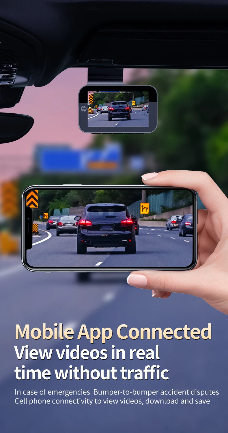 HP Dashcam F969X 4K 2160P car camera HD night vision parking monitoring car WiFi Car DVR video recording