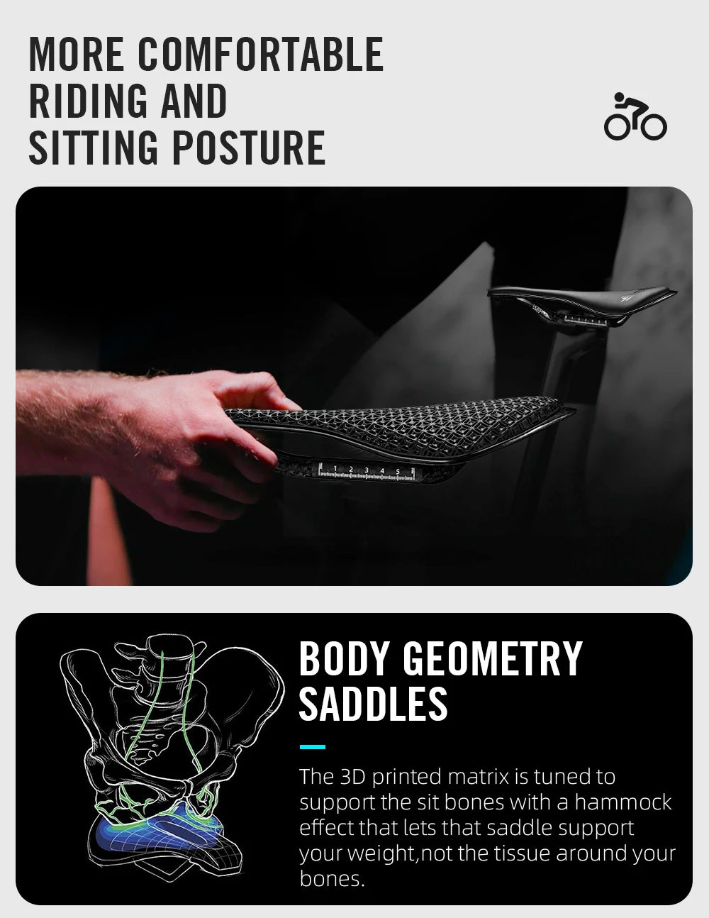 RYET 3D Printed Bicycle Saddle Ultralight Carbon Saddle 135/143mm 105g Bike Saddle for MTB Gravel Road Bike Seat Cycling Parts