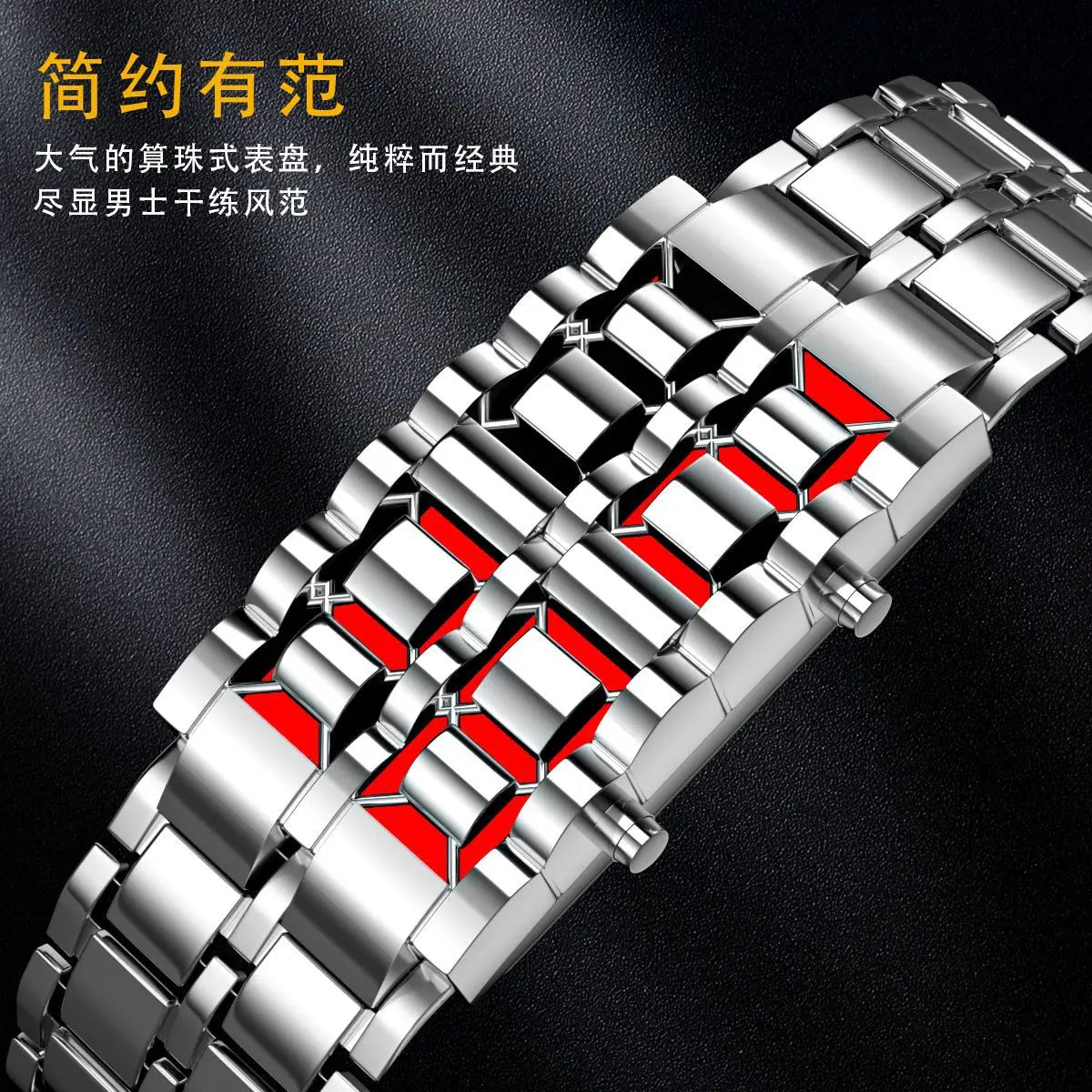 Fashion Mens Digital Lava Wrist Watch Men Black Full Metal Red Blue LED Display Watches Gifts for Male Boy Sport Creative Clock