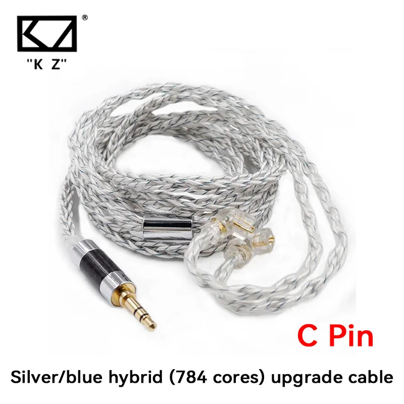 KZ 784 Cores Silver Plated Upgrade Earphone Cables 8 Core Silver Blue Hybrid Headphone With 3.5MM Metal Plug ZAX/DQ6/ZSX/ZSN PRO