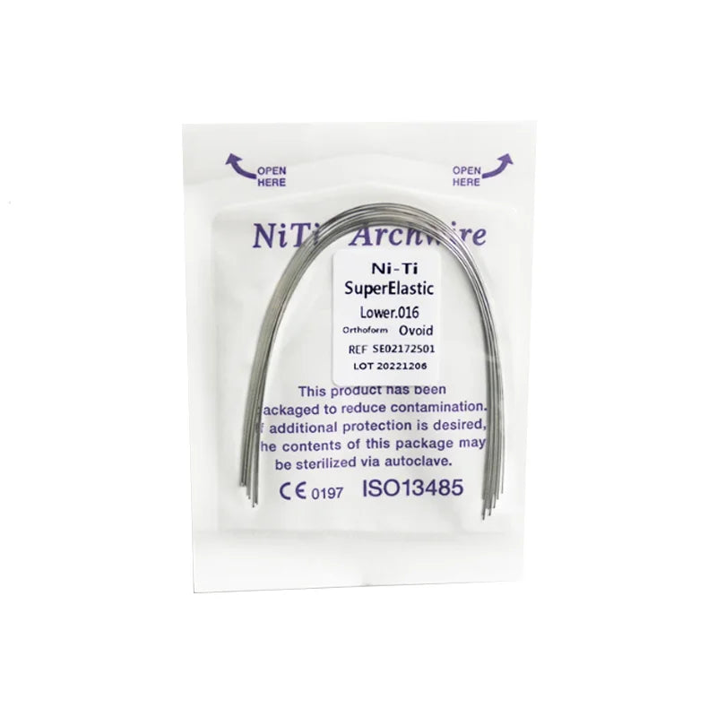 10Pcs/Pack Dental Arch Wires Orthodontic Super Elastic NITI Round Rectangle Archwire Lower/Upper 012/014/016/018/020/16x16/16x22