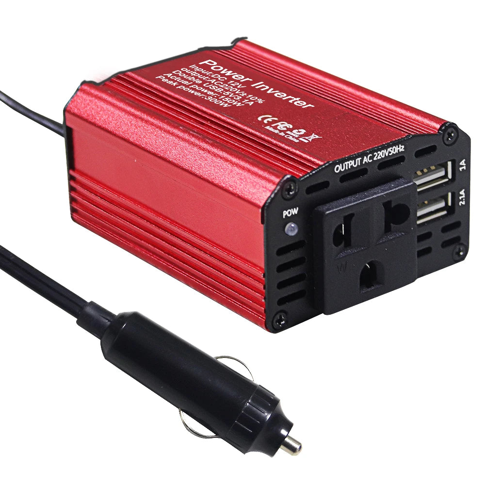 DC 12V to 220V AC Car Inverter  300W DC to AC Power Converter  Automatic Transformer With EU Socket Dual USB  Car Adapter Dropsh