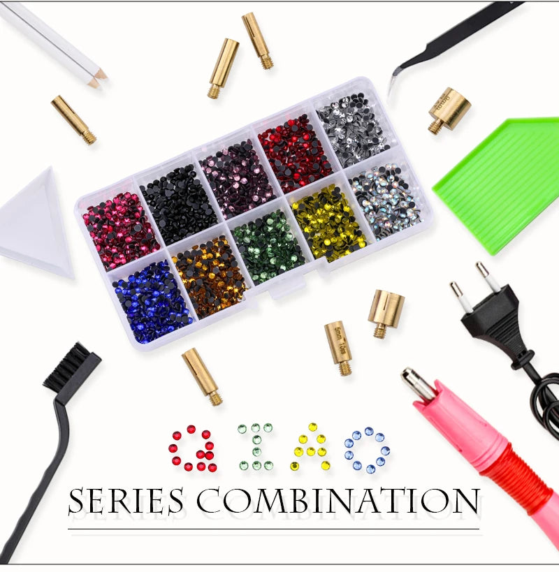 QIAO Hotfix Rhinestones Applicator Tools Kit Iron on Essential Rhinestone Set for Garment Bag Shoes DIY Craft