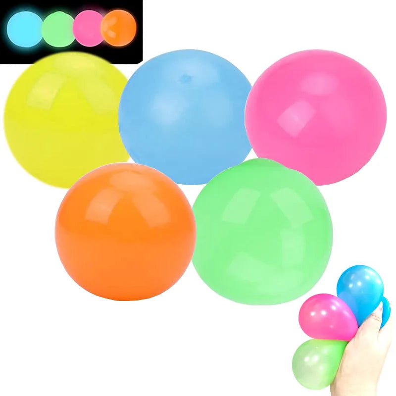 Luminous Balls High Bounce Glowing Ball Sticky Wall Home Party Decor Kids Adult Gift Anxiety Stress Relieve Toy 4.5cm