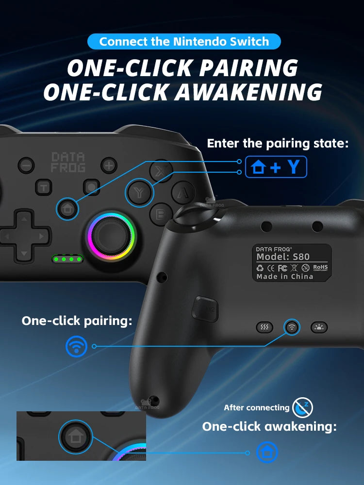 DATA FROG Wireless Switch Pro Controller for Switch/Switch OLED Programmable Joystick for PC Gamepad for Switch Lite Controller