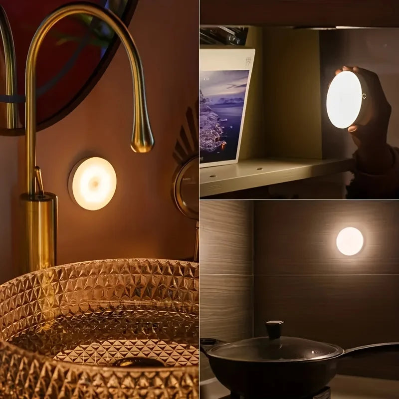 3pcs Motion Sensor Night Lights in Warm White/Cold White - Adjustable Brightness, Automatic On/Off, Ideal for Bedside, Stairs, U