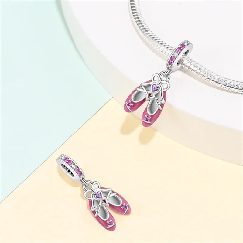 925 Sterling Silver Princess Powder Series Exquisite Daily Bow Sweet Charms Beads Fit Pan Original Bracelets DIY Jewelry