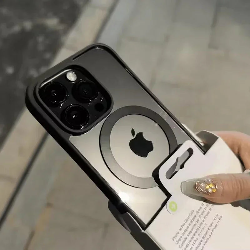 New Black Transparent Magsafe Magnetic Case For iPhone 16 15 14 13 12 11 Pro Max Wireless Charging Acrylic Hard Protect Cover