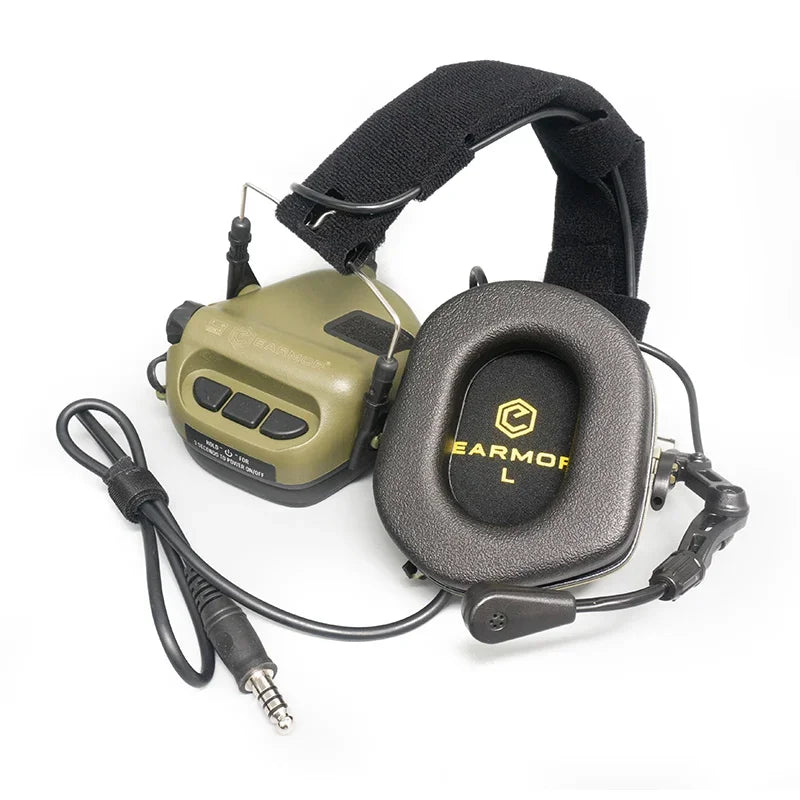 EARMOR M32 MOD4 Shooting Earmuffs Tactical Noise Reduction Headset with Helmet ARC Rail Adapter with Kenwood PTT adapter New