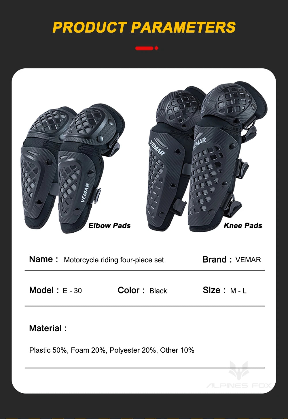 Vemar New Motorcycle Knee Pad Elbow Protective Combo Knee Protector Equipment Gear Four Seasons Outdoor Sport Motocross Knee Pad