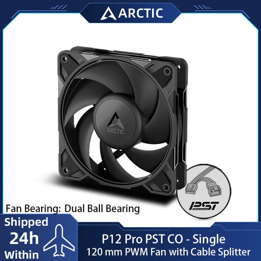 ARCTIC P12 Pro PST CO 120mm Case Fan, PWM Sharing Technology (PST), Dual Ball Bearing for Continuous Operation, 400–3000 rpm