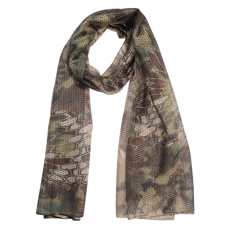 Large Camouflage Scarf Sniper Hunter Mesh Face Scarf Men Riding Cycling Veil Camping Hunting Fishing Hiking Scarves