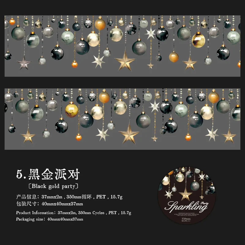 TIAN ZI 200 cm/ Roll lamplight PET Tape Cute Literary INS Style Journal Handbook Tapes Creative DIY Dairy Collage Stationery