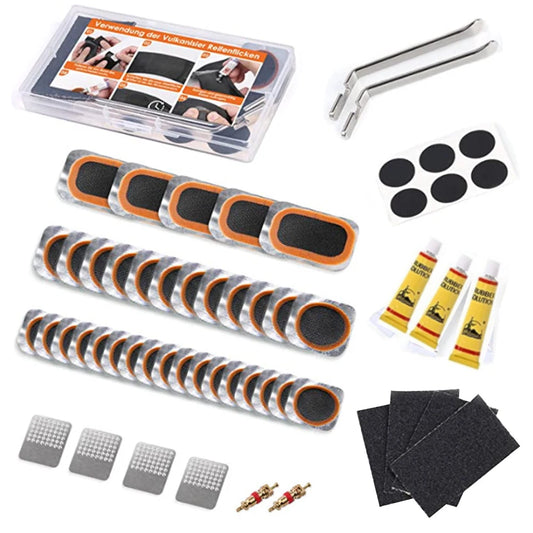 Bike Tire Tyre Tube Repair Kit Cycling Flat Tire Repair Rubber Patch Glue Lever Cycling No Glue Bicycle Inner Tube Puncture Tool