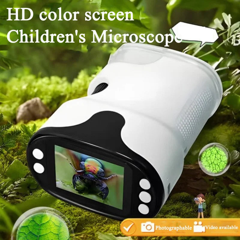 Handheld Digital Microscope For Kids With 2Inch HD Screen Videotape 200-1000X Pocket Microscope Educational Gift For Children