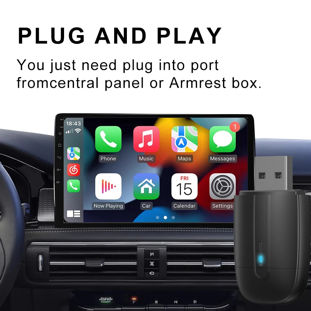 Acodo 2025 New Mini Dual interface Wireless Adapter Carplay/Android auto 2in1 function USB/Type-C convenience wired to wireless