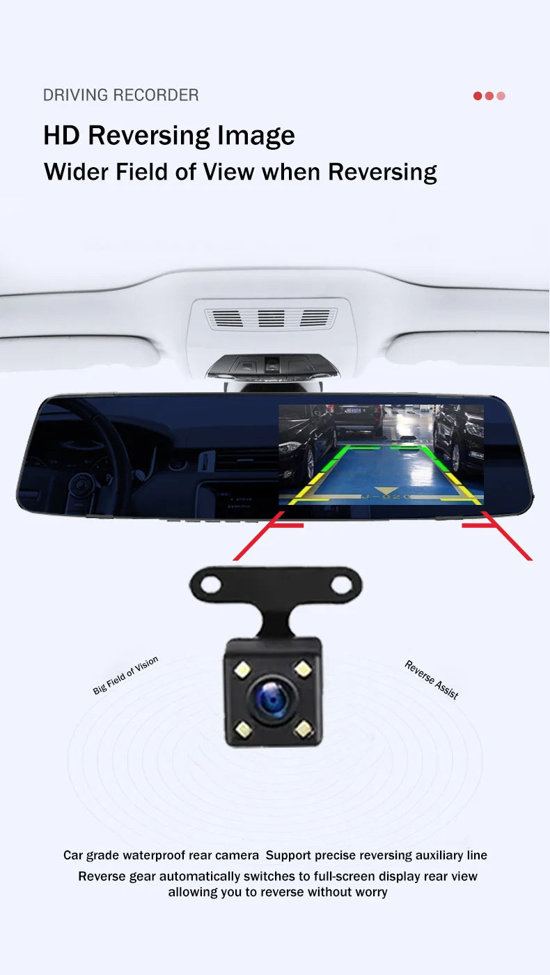 Car front and rear dual lens HD night vision 1080p driving recorder4 inch rear view mirror Car dvr, car recorder, car monitoring