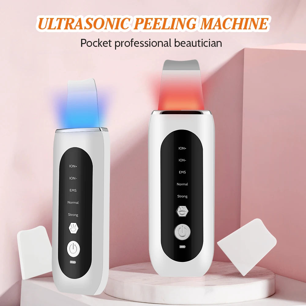Ultrasonic Face Skin Scrubber Vibration Nose Deep Cleaning Machine   Facial Spatula Blackhead Remover Peeling Shovel Pore Clean