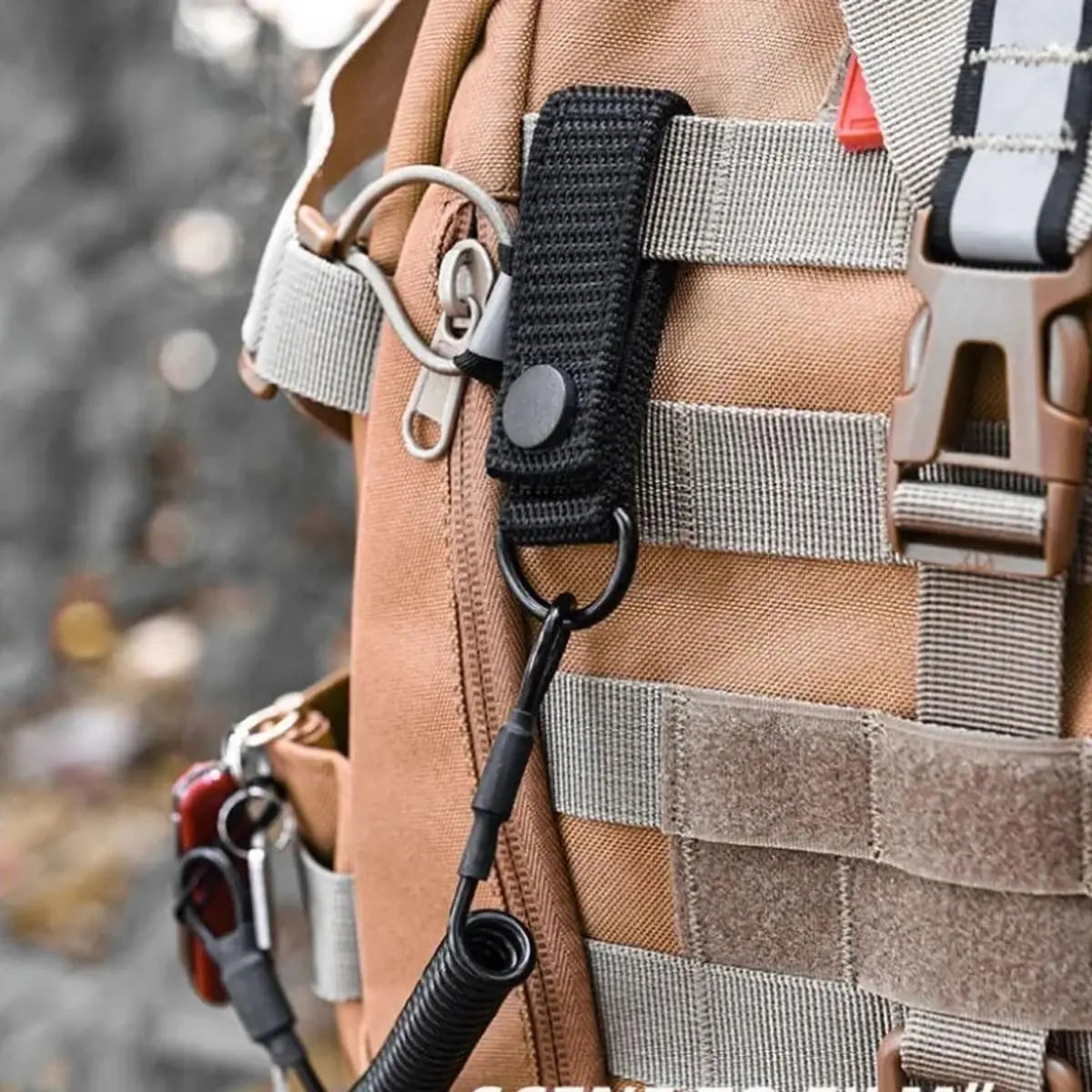 Elastic Lanyard Rope Tactical Anti-lost Military Spring Safety Strap Gun Rope For Key Ring Chain Flashlight Hunting Accessories
