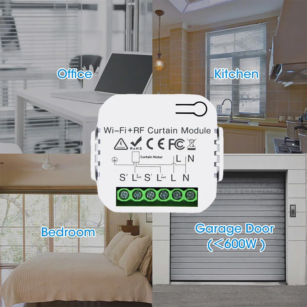 Tuya WiFi RF Smart Curtain Switch Smart Life Wireless Roller Shutter Remote Controller 110V 220V Timing Module,for Google/Alexa