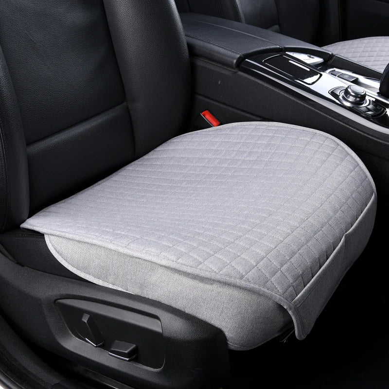 Flax Car Seat Cover Four Seasons Front Rear Linen Fabric Cushion Breathable Seat Protector Mat Pad for Auto Interior Accessories