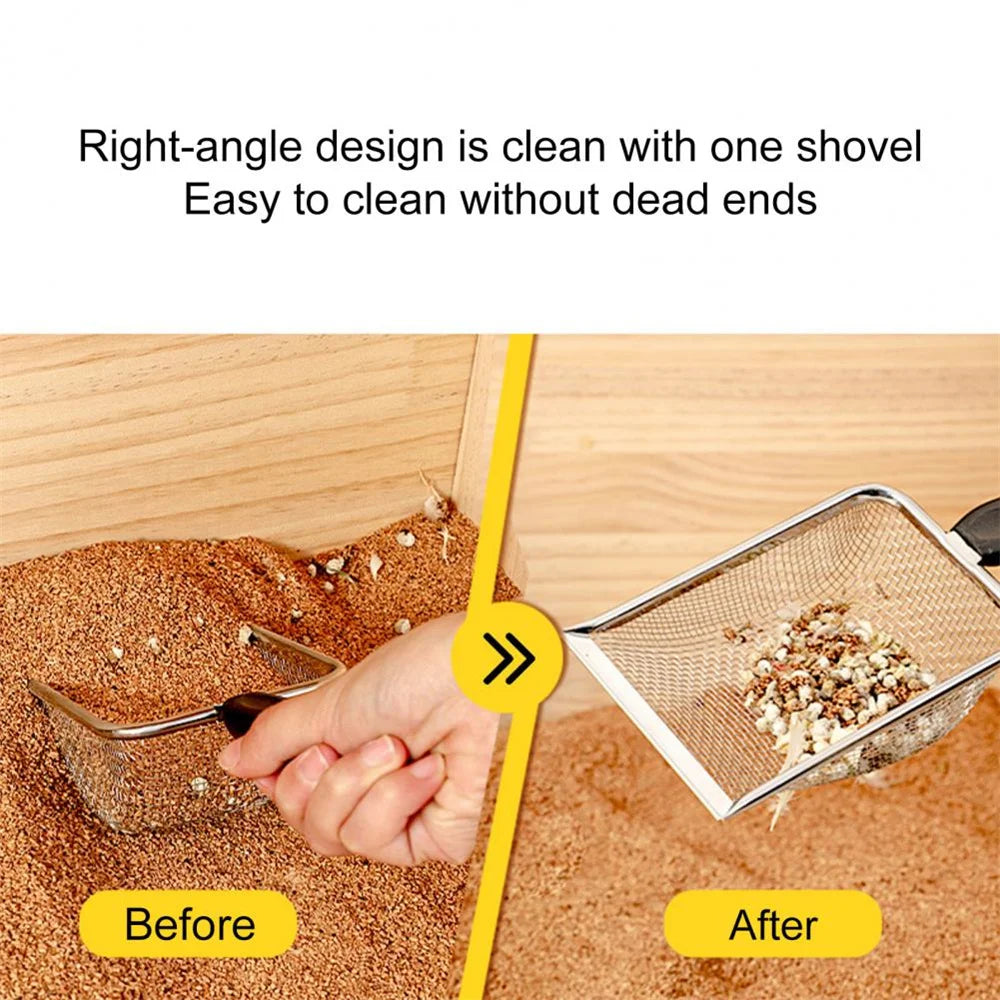 New Pet Cleaning Tools Stainless Steel Feces Shovel Net Cat Litter Shovel Reptiles Lizard Sand Shovel Mesh Screen Fecal Spoon