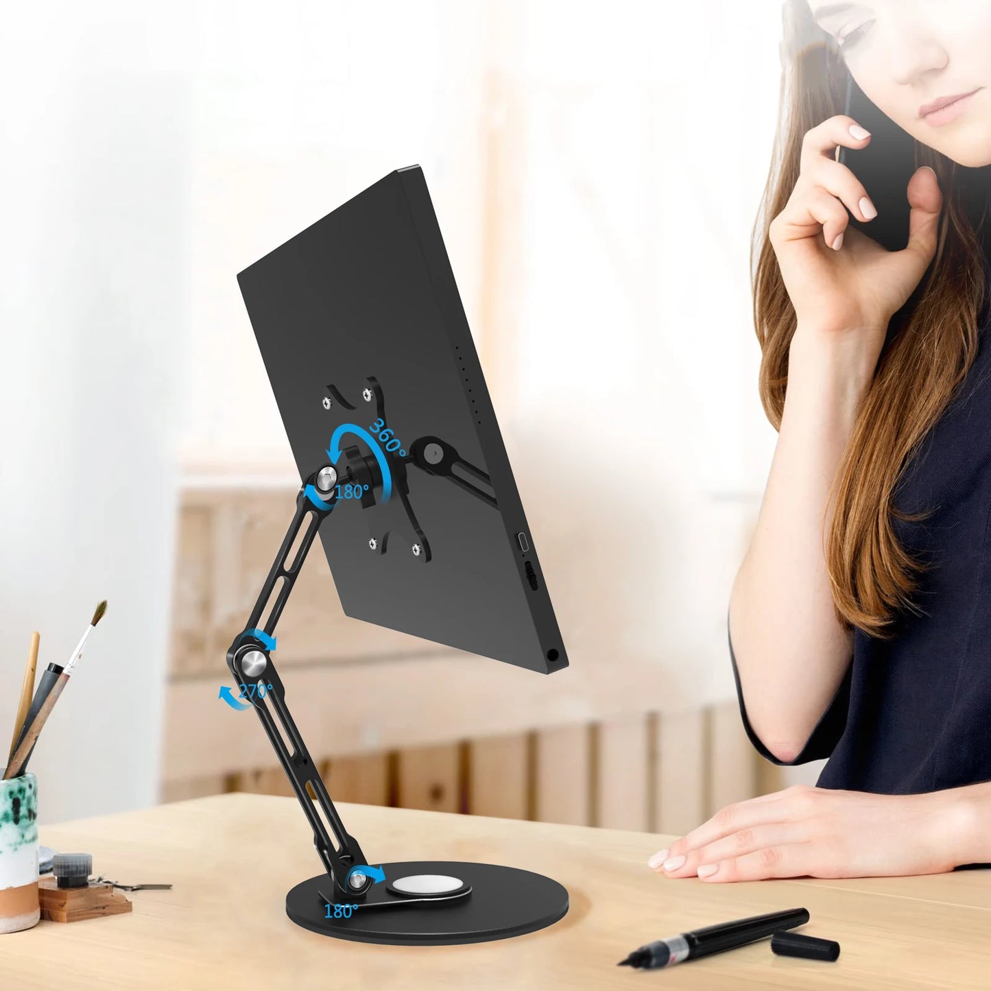 Bimawen 4.5inch-15.6inch VESA Protable Monitor Stand 75mm VESA Monitor Desk Mount Single Monitor Stands Freestanding fits