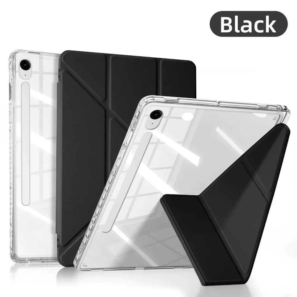 Clear Case for Samsung Galaxy Tab S9 11 S9 FE A9 8.7 inch A9 Plus S10 FE S9 Plus S10 Plus 12.4 Y-shaped Casing with Pencil Holde