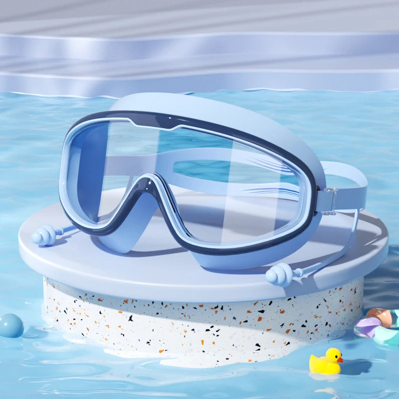 Kids Swimming Goggles Big Frame HD View Anti-fog Waterproof Children's Swim Goggles Boys and Girls Multi-color to Choose