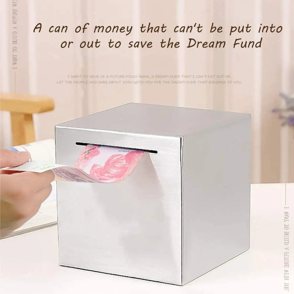 Steel Piggy Bank Only Enter Not Exit Large Capacity Money Savings Bank For Children's Metal Cash Box Coin Piggy Bank