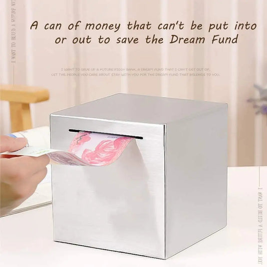 Steel Piggy Bank Only Enter Not Exit Large Capacity Money Savings Bank For Children's Metal Cash Box Coin Piggy Bank
