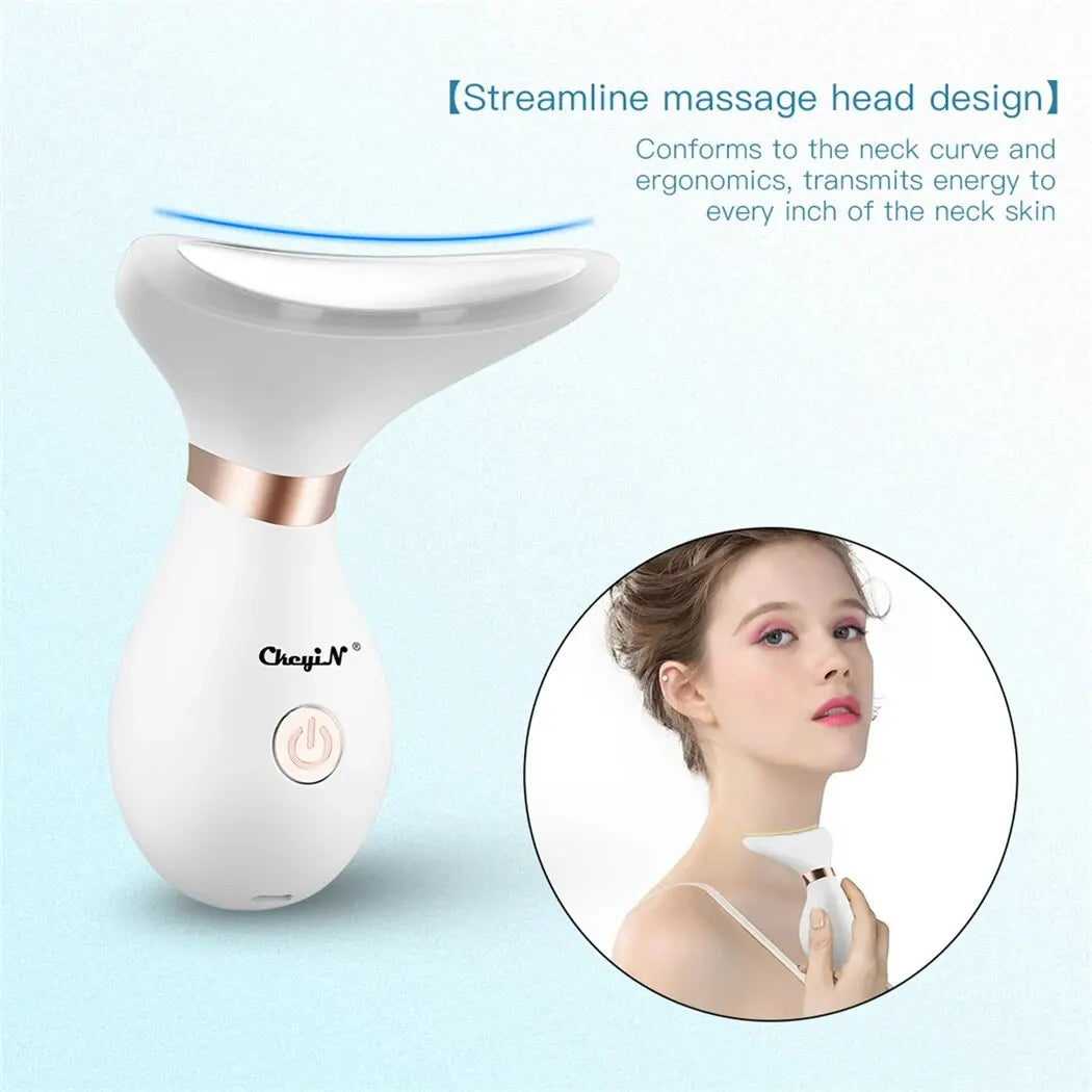 CkeyiN Neck Face Lifting Beauty Device EMS LED Photon Therapy Skin Tighten Massager Reduce Double Chin Anti Wrinkle Skin Care