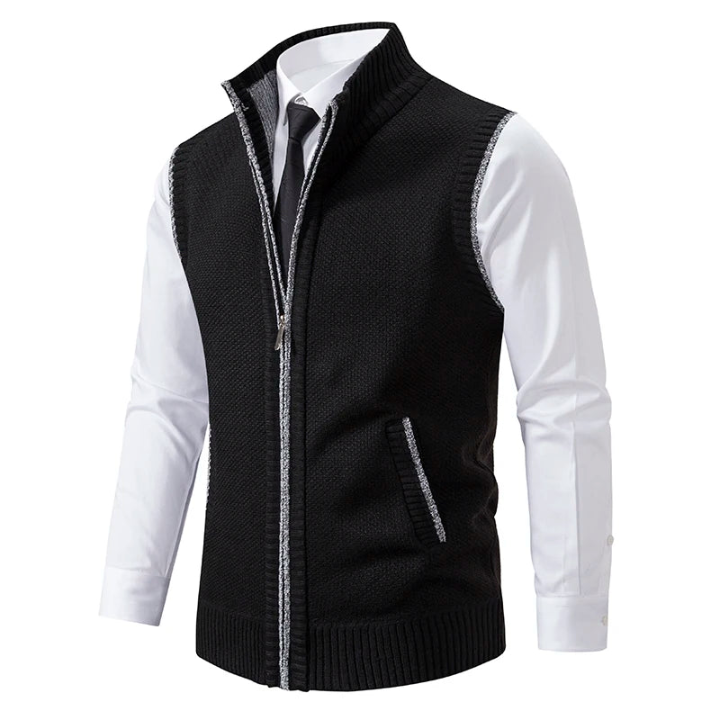 Autumn Winter Men's Sweater Vest Casual Sleeveless Knit Jackets Men Fashion Plaid V-neck Cardigans Man Clothes Knitted Waistcoat