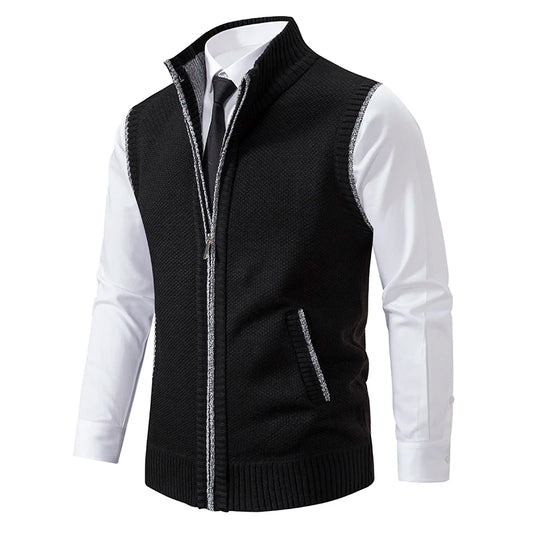 Autumn Winter Men's Sweater Vest Casual Sleeveless Knit Jackets Men Fashion Plaid V-neck Cardigans Man Clothes Knitted Waistcoat