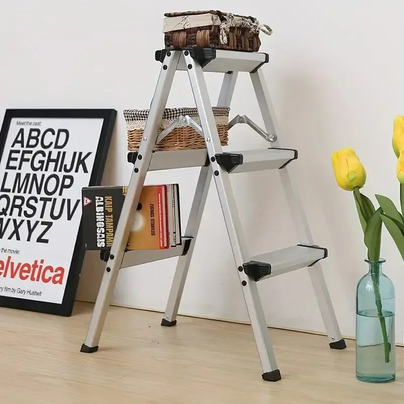 Double Sided Aluminum Folding Step Ladder Lightweight Anti Slip A Frame Stool Portable Climbing Ladder for Indoor Household Use