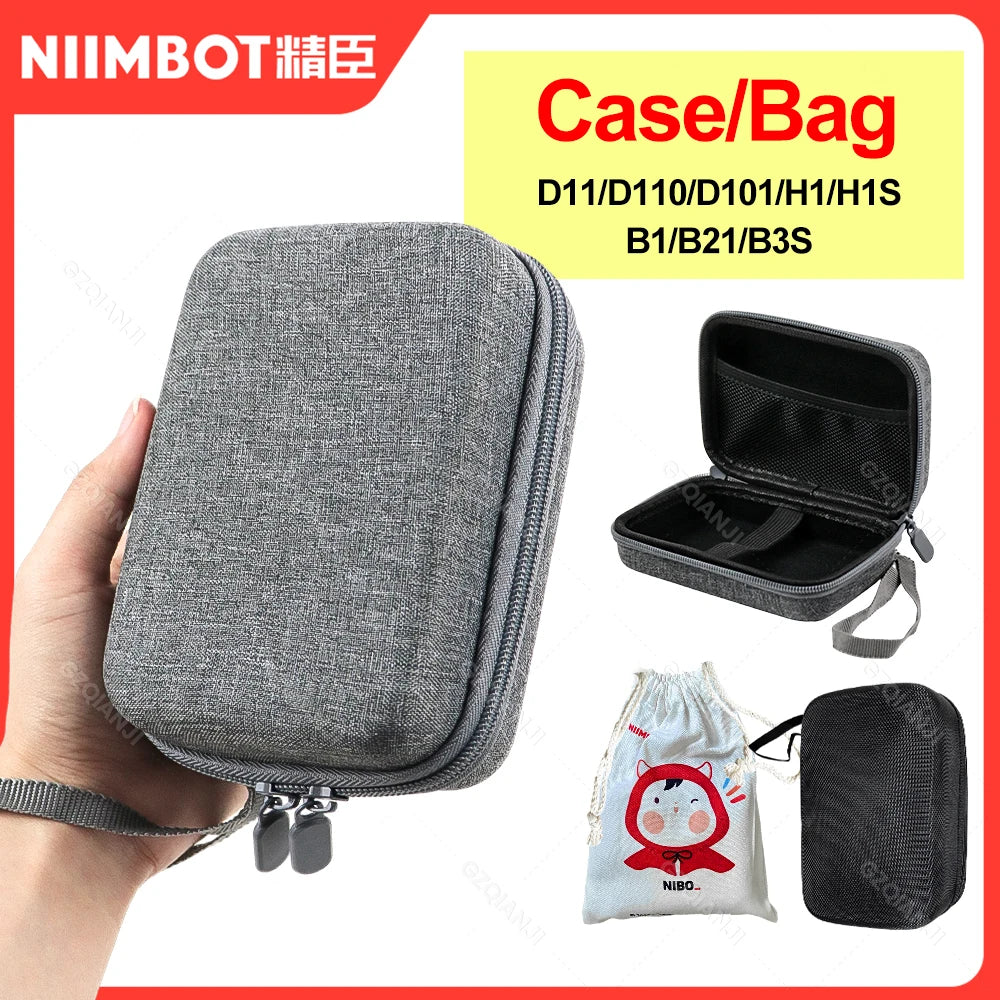 White Black Gray Bag Case For Niimbot D11 D101 D110 B1 B21 B203 Label Thermal Printer Label Papers