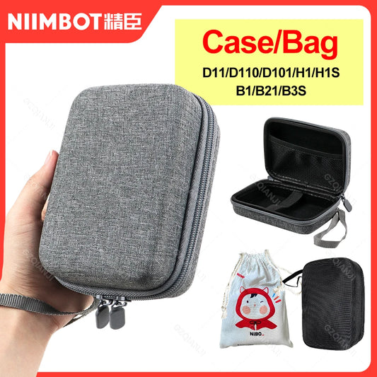 White Black Gray Bag Case For Niimbot D11 D101 D110 B1 B21 B203 Label Thermal Printer Label Papers