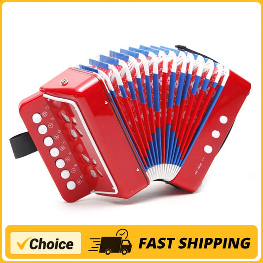 KKMOON Kids Accordion Mini Toy Musical Instruments 7 Keys Button Pink Rose Red White For Child Children Toddlers Beginners