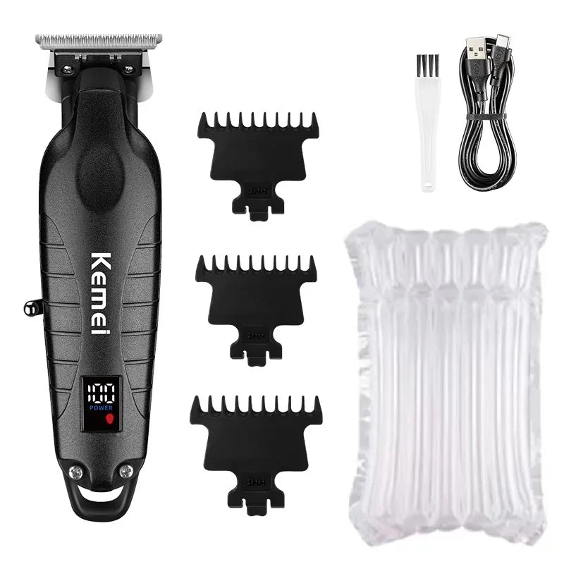 Kemei 2293 Barber Cordless Hair Trimmer 0mm Zero Gapped Carving Clipper Detailer Professional Electric Finish Cutting Machine