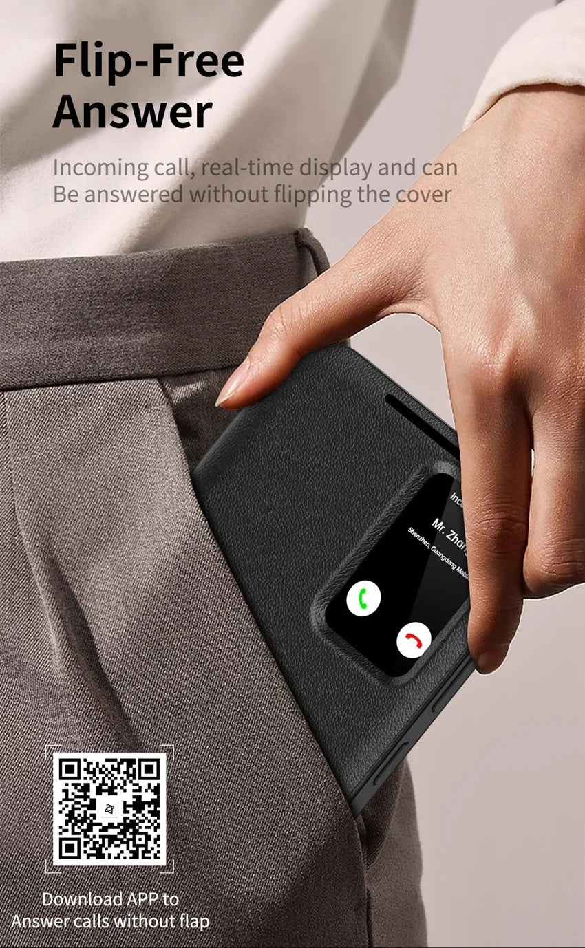 Smart Window View Leather Flip Case for Samsung Galaxy S26 S25 S24 S23 Ultra Plus No-flip Answering Card Holder Slot Book Cover