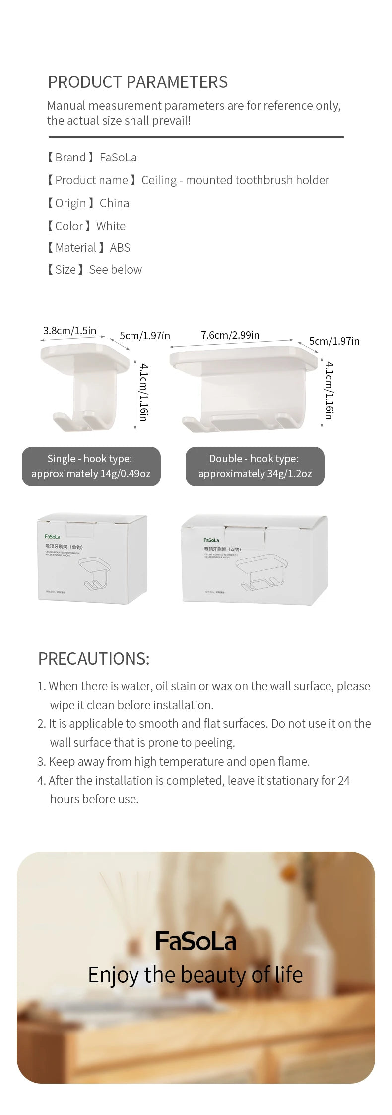 Self Adhesive Detachable Toothbrush Holder for Bathroom Countertop Wall Mounted Electric Toothbrush Plastic Storage Hook