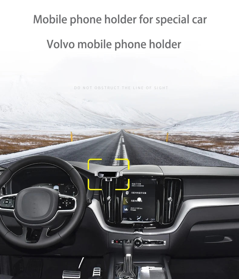 Car Mobile Phone Holder For Volvo S90 V90 2016-2024 360 Degree Rotating GPS Special Mount Support Navigation Bracket Accessories