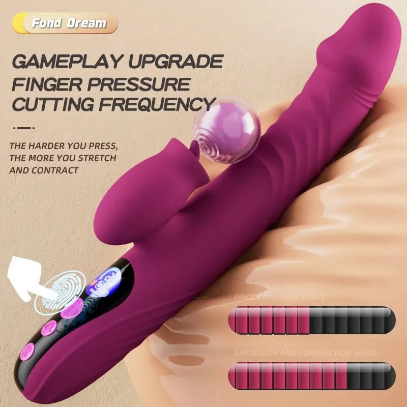 Heating Telescopic Sex Toy Silicone Vibrator Rechargeable Waterproof G-Spot Clitoral Stimulator Lick Stimulation Dildo Sex Toys
