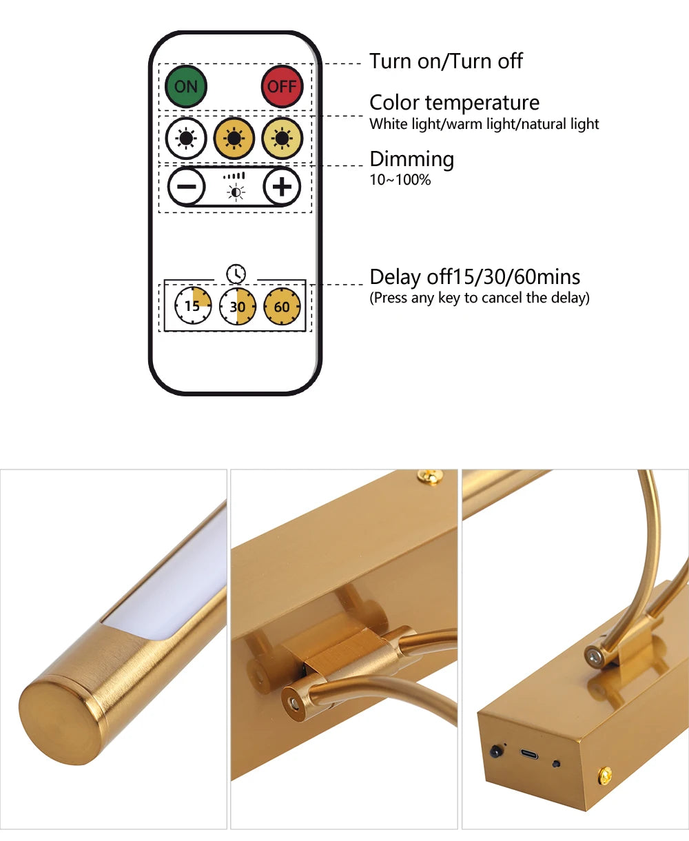 Rechargeable LED Wall Lamp 40CM Wireless Lamp 4400mAh Picture Light with Remote Control Interior Wall Light