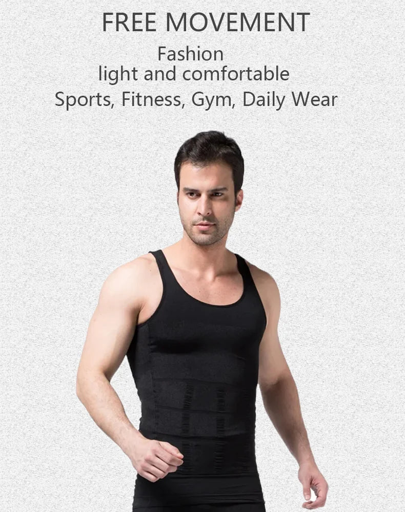 YBFDO Men Body Shaper Slimming Compression Vest Undershirt Seamless Waist Trainer Tank Top Belly Control Weight Loss Shapewear