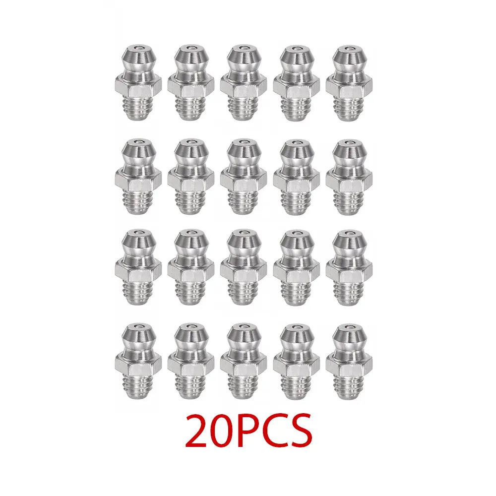 10/20PCS Grease Gun Coupler Steel Connector Fittings Grease Nipple M6 Straight Hydraulic Car Filling Tools Grease Fitting Nipple