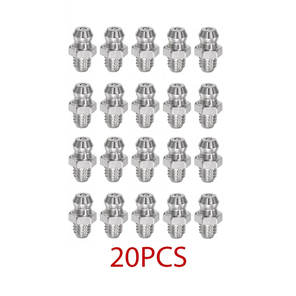 10/20PCS Grease Gun Coupler Steel Connector Fittings Grease Nipple M6 Straight Hydraulic Car Filling Tools Grease Fitting Nipple
