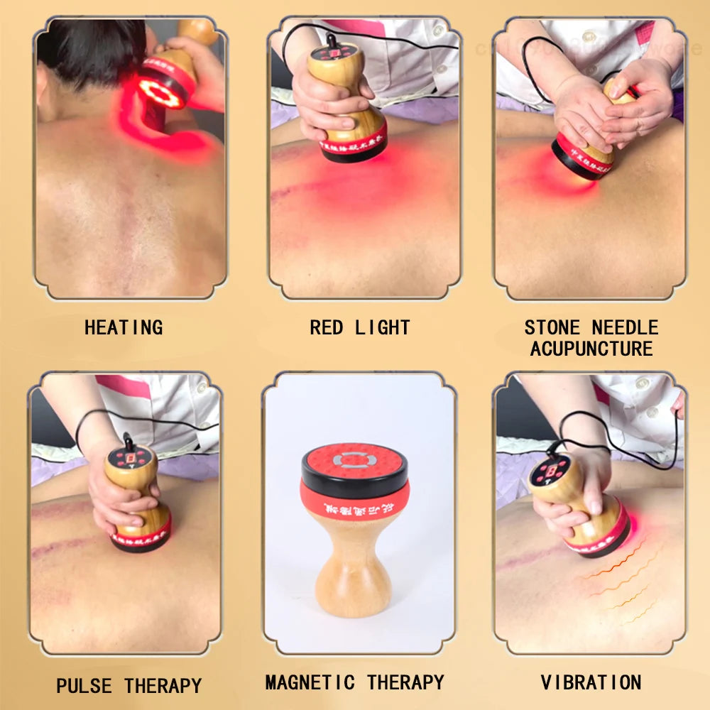 EMS Hot Stone Scraping Cellilute Remove Massager Body Gua sha Fat Burner Red Light Therapy Vibration Lymphatic Drainage