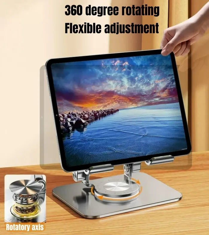 360 ° Rotating Tablet Stand Suitable For Ipad, Adjustable Folding Tablet Stand, Aluminum Phone Desktop Stand For Online Classes